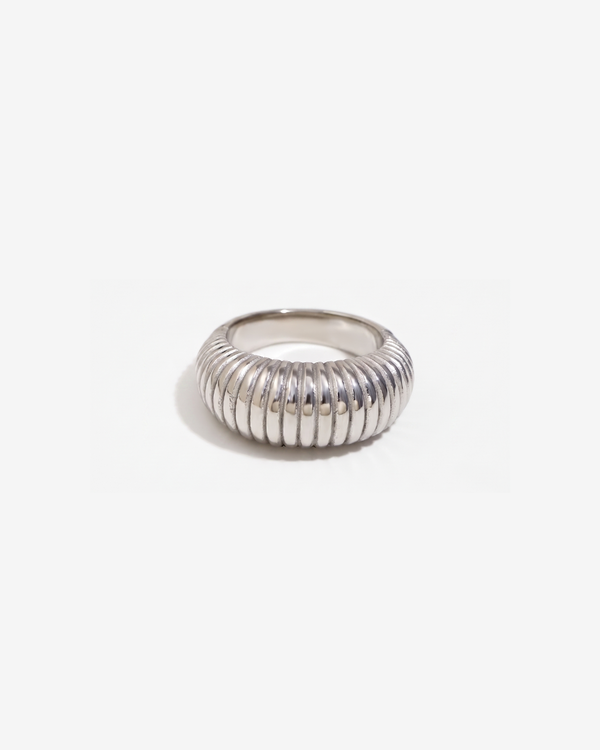 Tess - Ribbed dome ring - Stainless steel