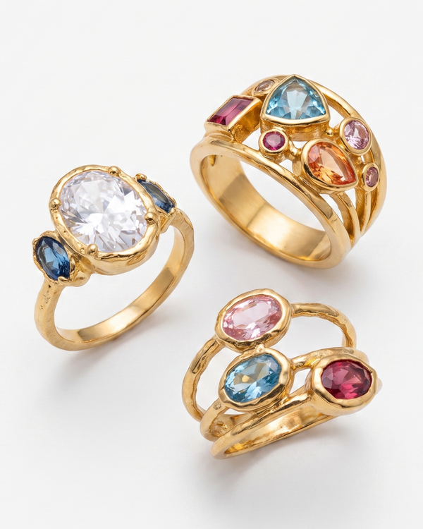 Lova - Gemstone stacking rings - Stainless steel
