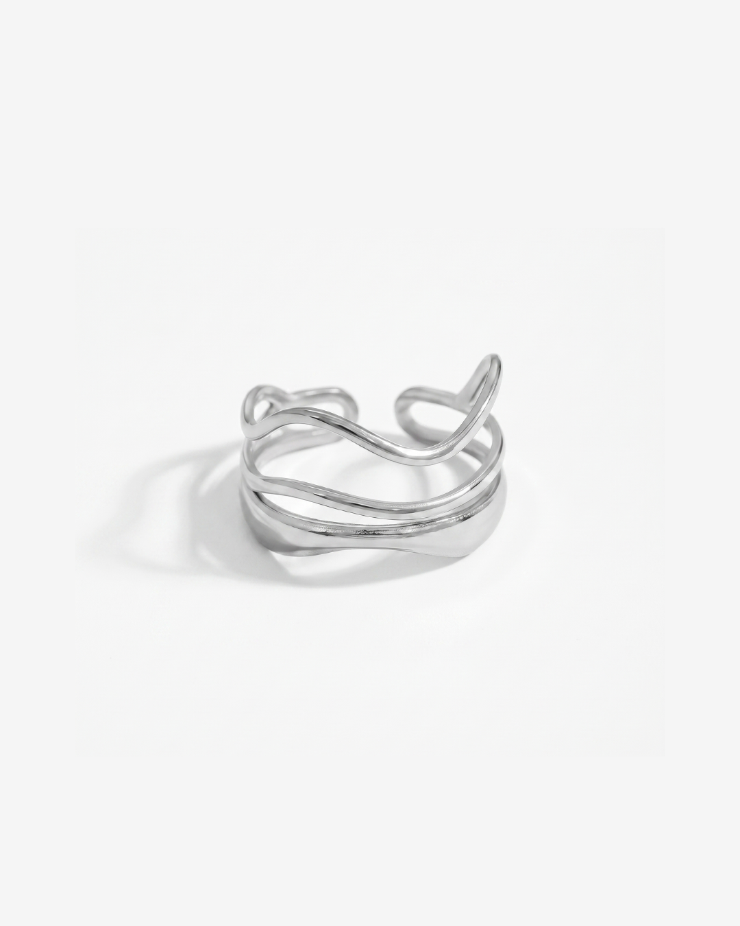 Voleno - Wavy multi-band ring - Stainless steel