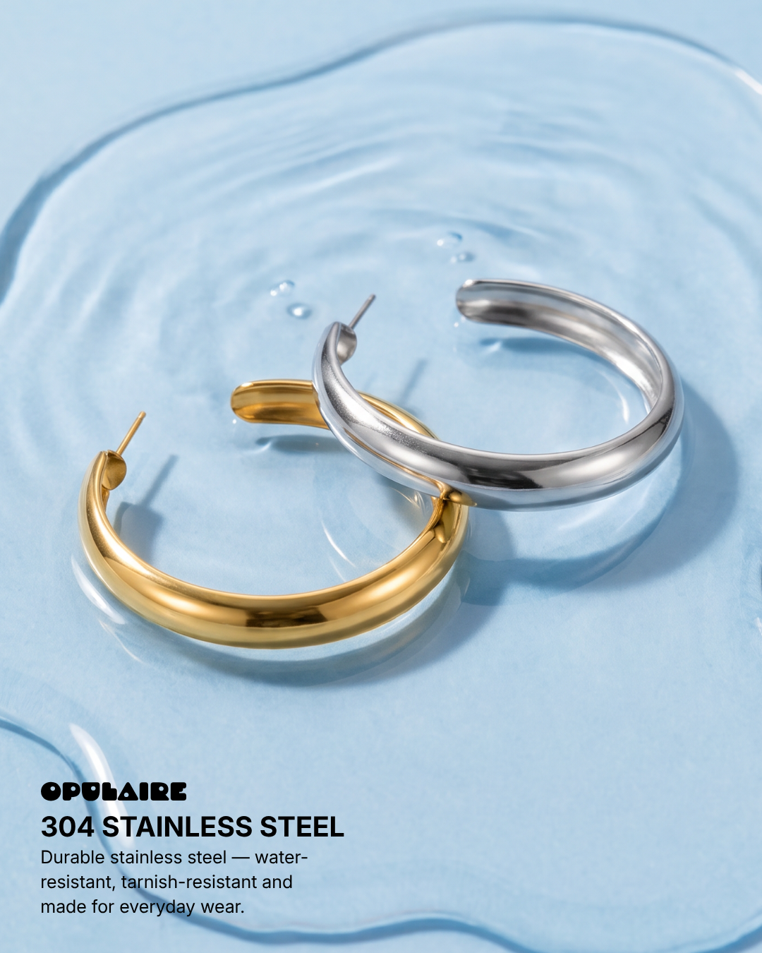 Gianna - Open hoop earrings - Stainless steel