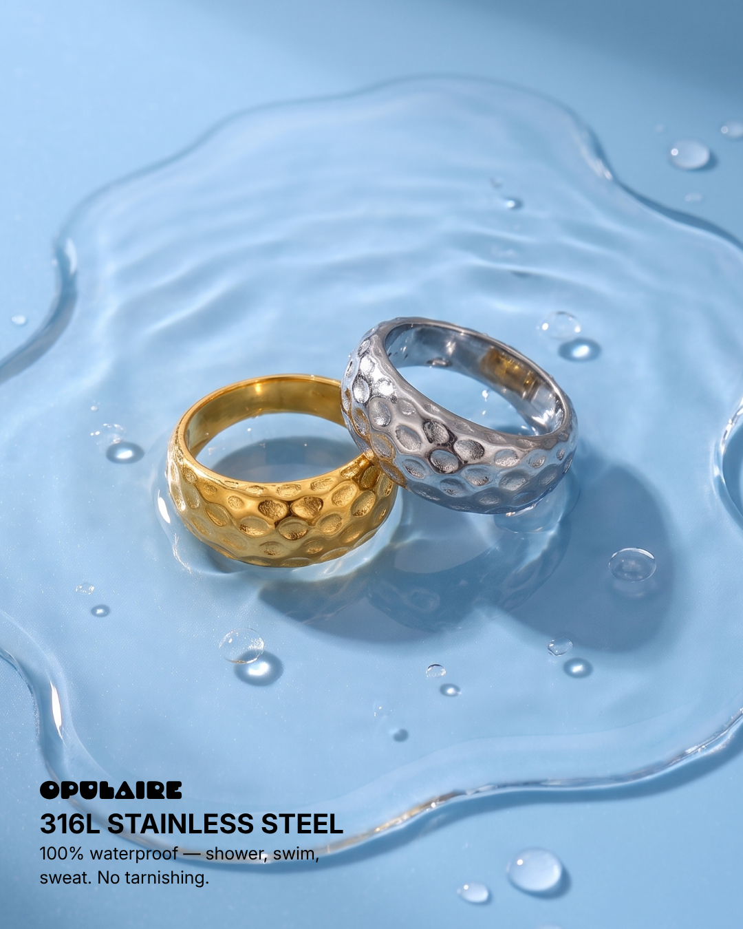 Saar - Hammered dome ring - Stainless steel