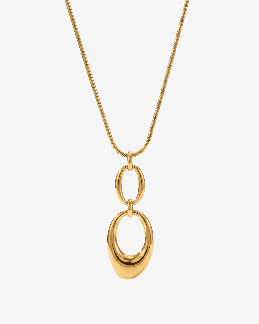 Robin - Double oval pendant necklace - Stainless steel