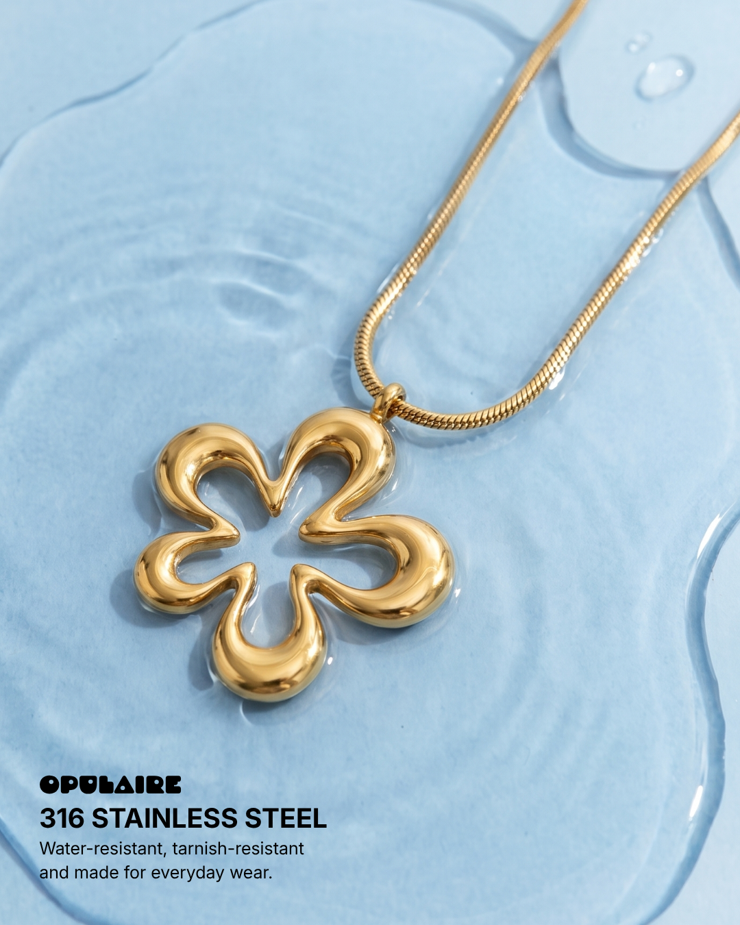 Ivy - Flower pendant necklace - Stainless steel