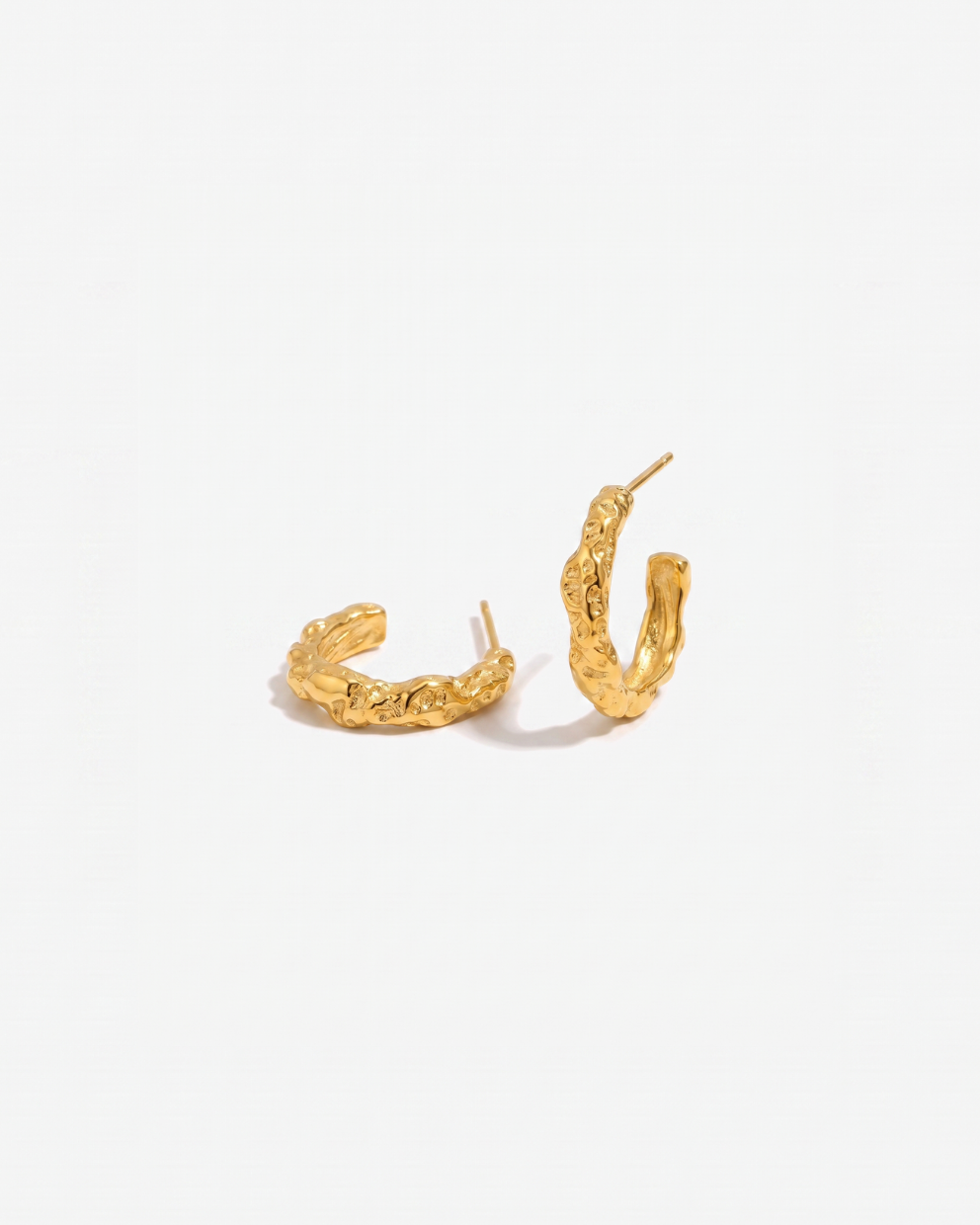 Yara - Hammered open Hoop earrings - Stainless steel