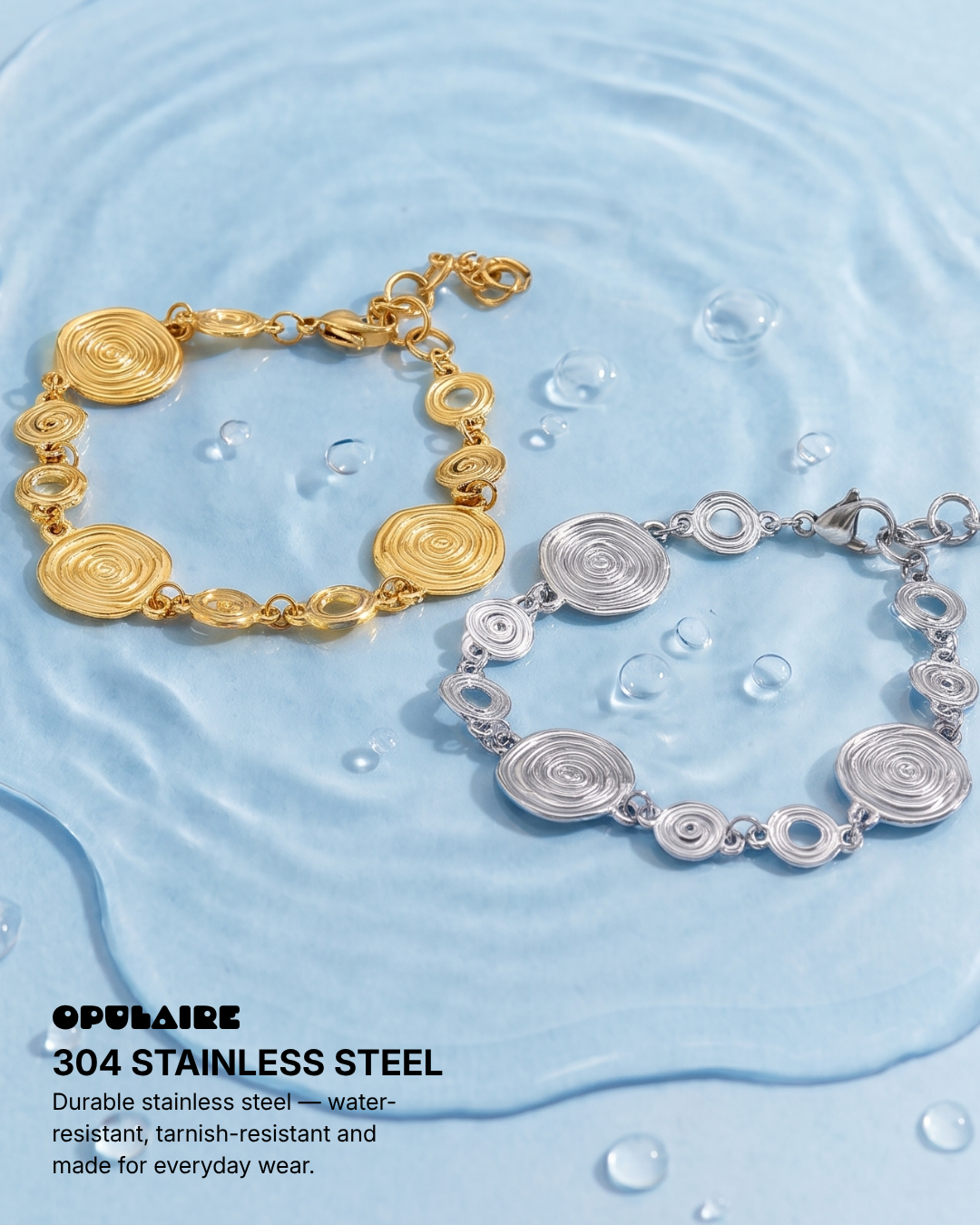 Linia - Spiral disk bracelet - Stainless steel