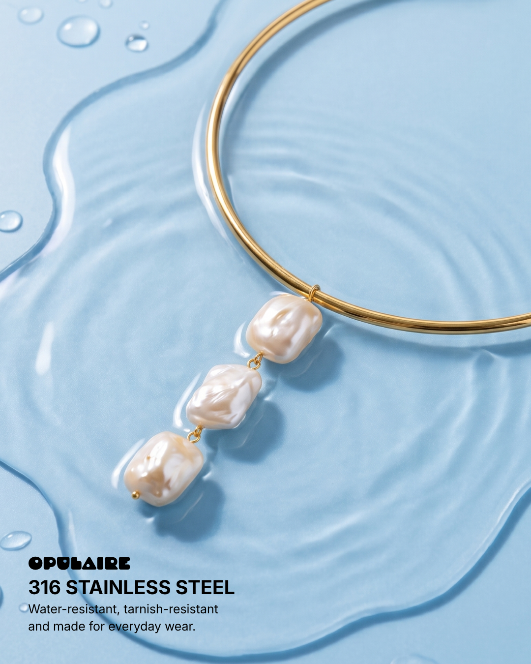 Perla - Pearl collar necklace - Stainless steel