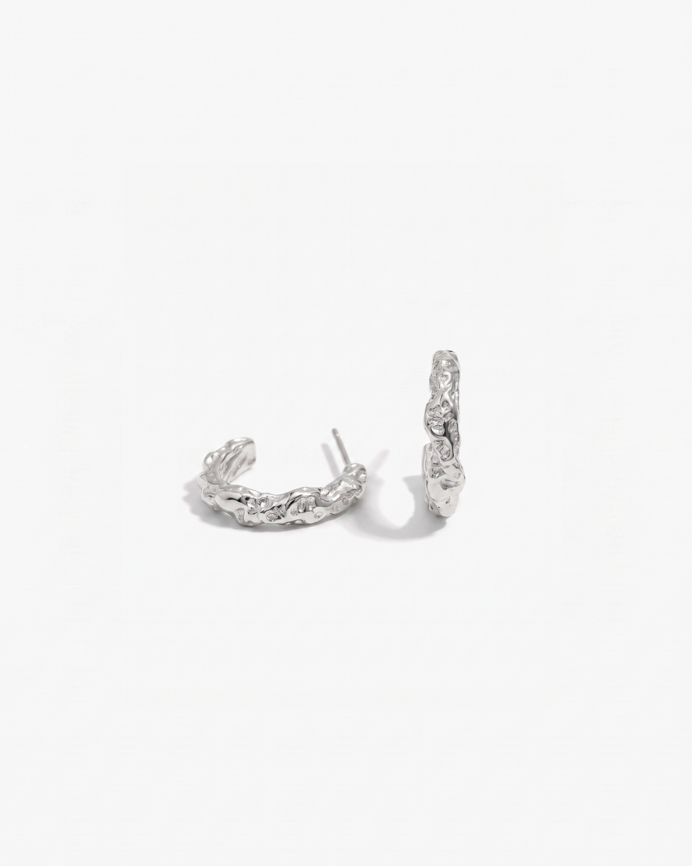 Yara - Hammered open Hoop earrings - Stainless steel