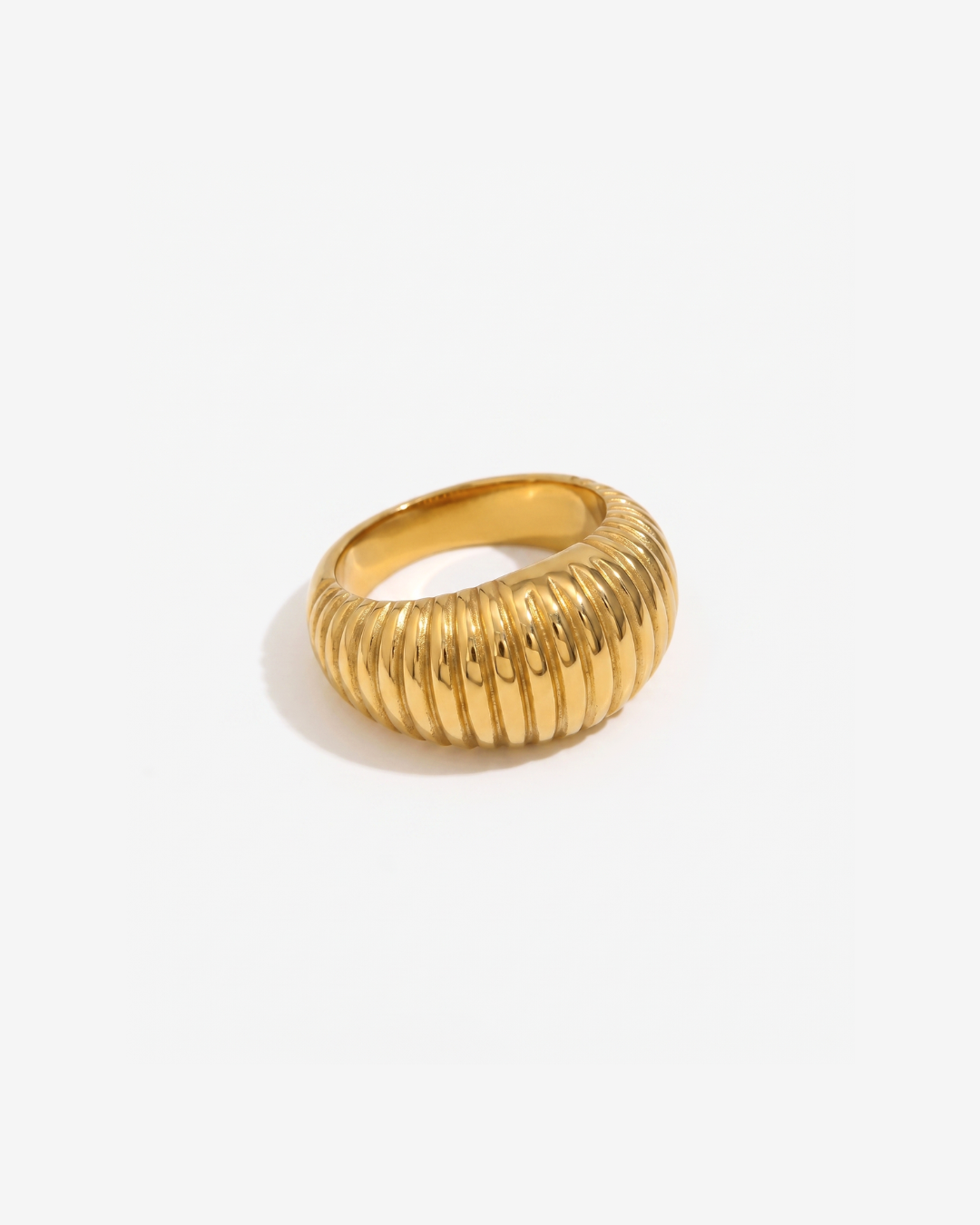 Tess - Ribbed dome ring - Stainless steel