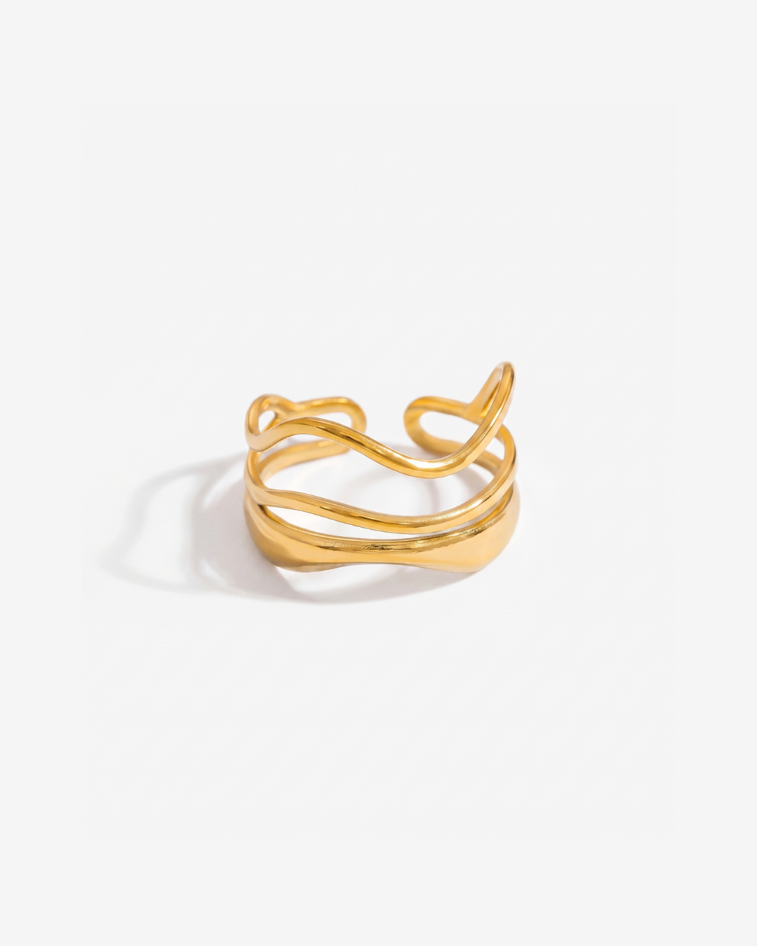 Voleno - Wavy multi-band ring - Stainless steel