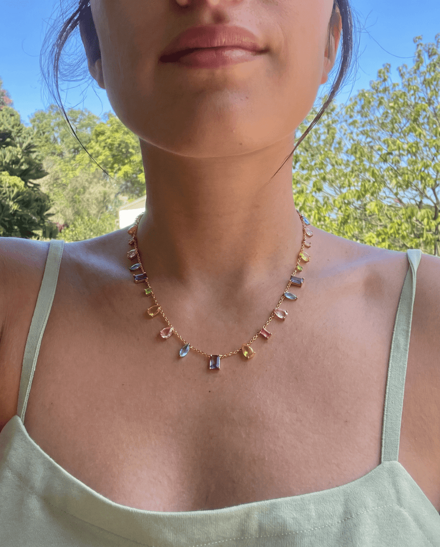 Aliana - Pastel crystal necklace - Stainless steel