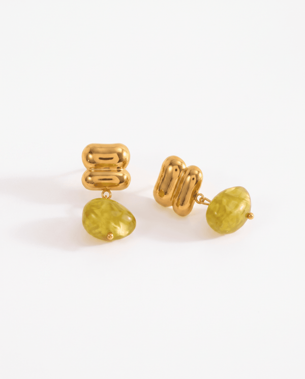 Alva - Stone stud earrings - Stainless steel - Opulaire - WATERPROOF jewelry - 
