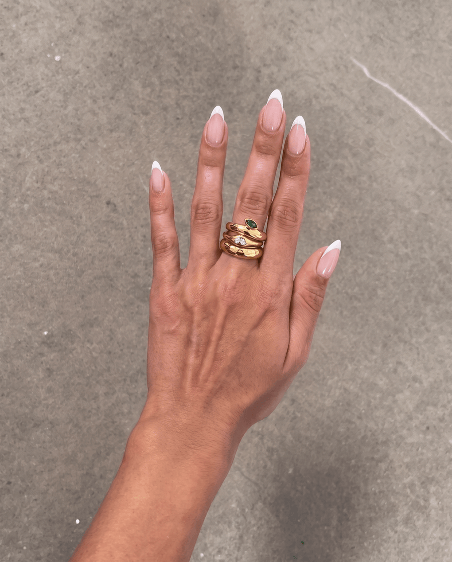 Apple - Stackable stone ring - Stainless steel