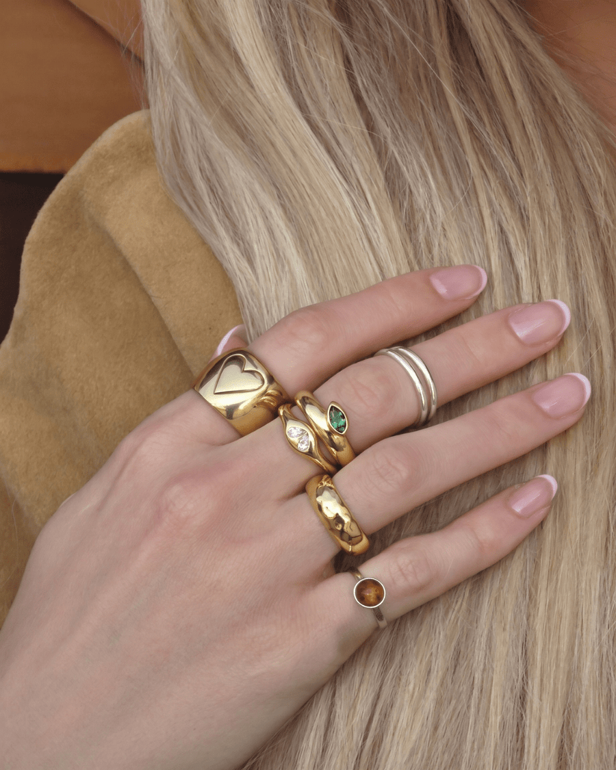 Apple - Stackable stone ring - Stainless steel