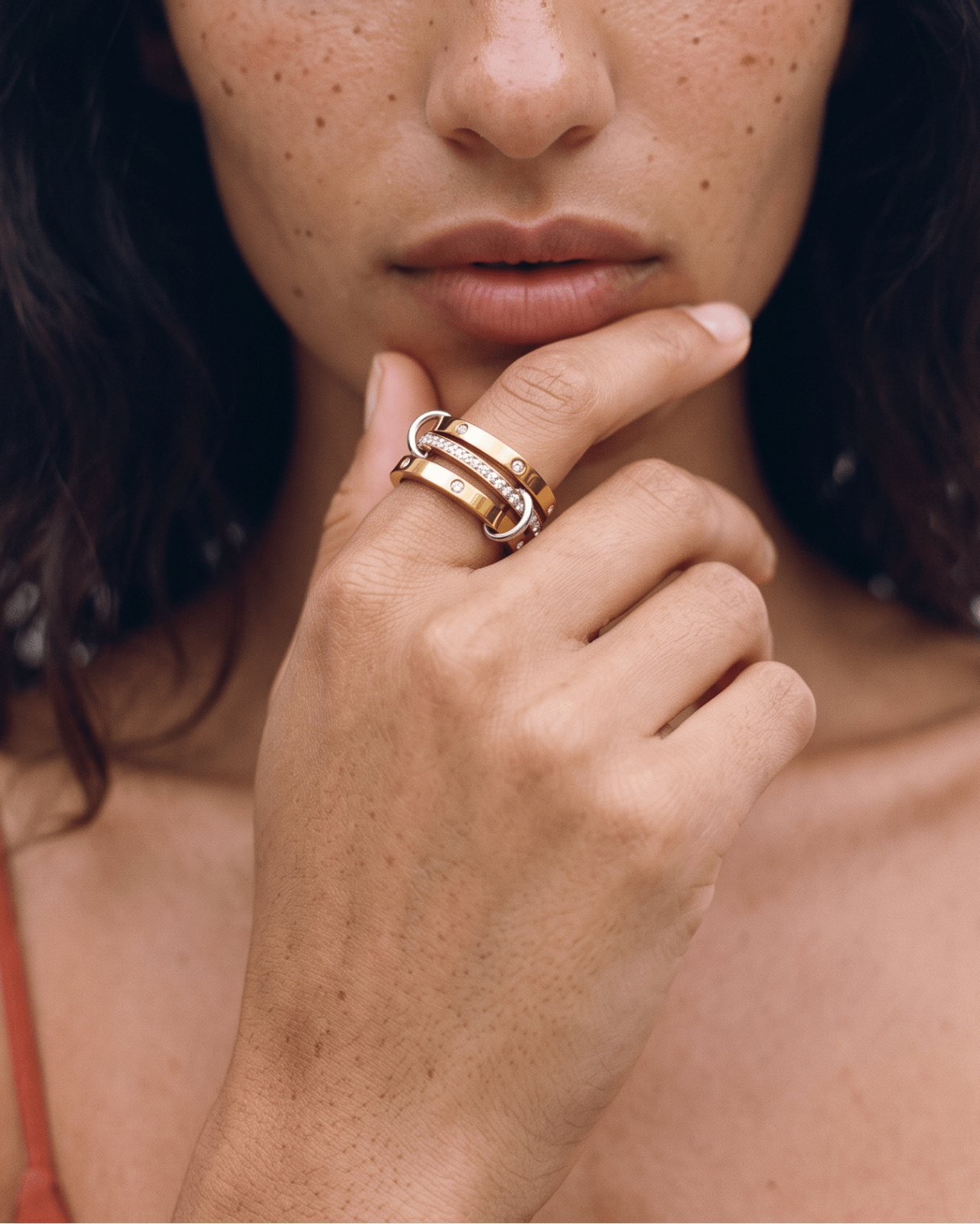Aria - Stacked ring - Stainless steel - Opulaire - WATERPROOF jewelry - EU 55 -