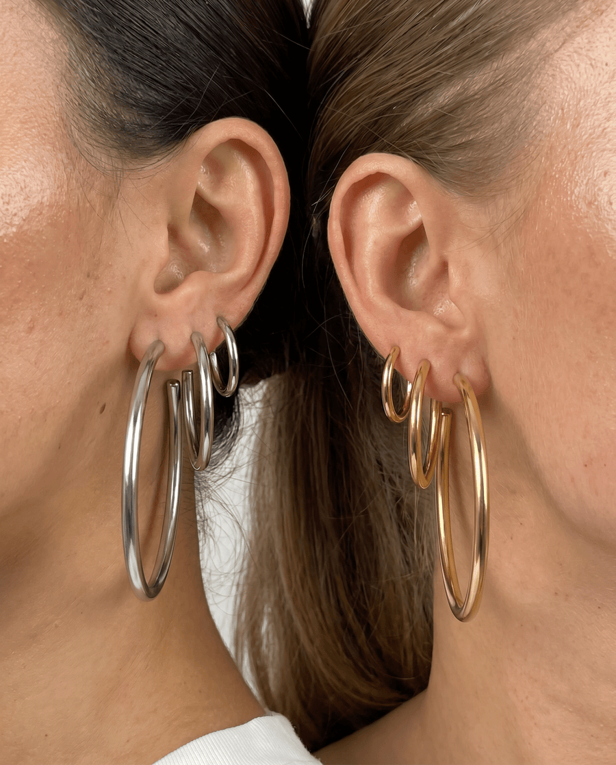 Britney - Open hoop earrings - Stainless steel