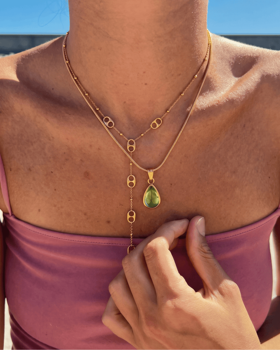 Caia - Stone pendnat necklace - Stainless steel