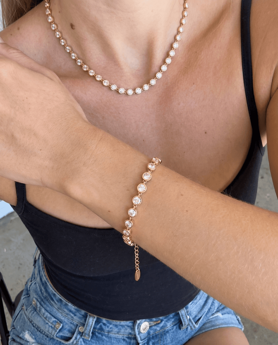 Daisy - Bezel tennis Necklace - Stainless steel