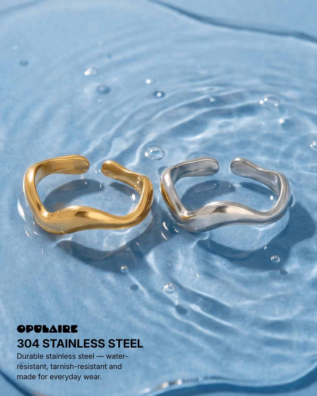 Dash ring - Opulaire - WATERPROOF jewelry - Adjustable -