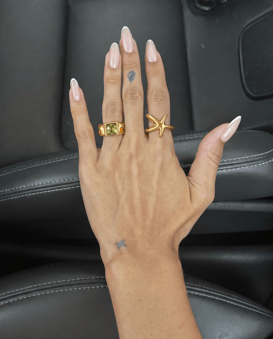 Ayla - Adjustable star ring - Stainless steel