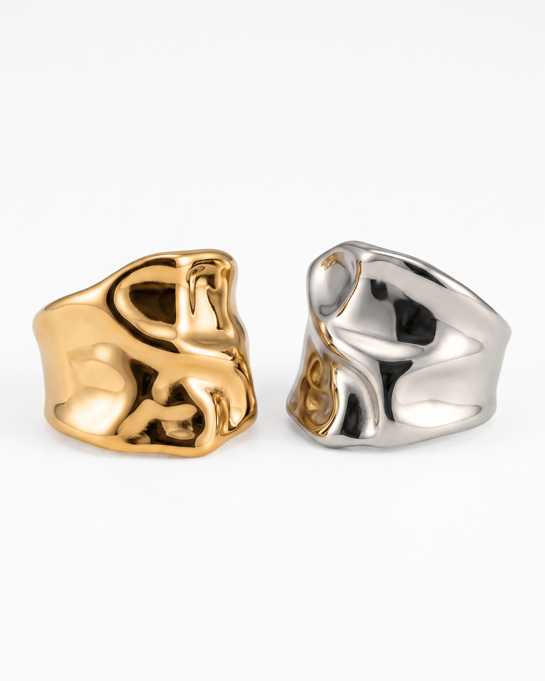 Foggia - Chunky wrinkled ring - Stainless steel - Opulaire - WATERPROOF jewelry - EU 54 -