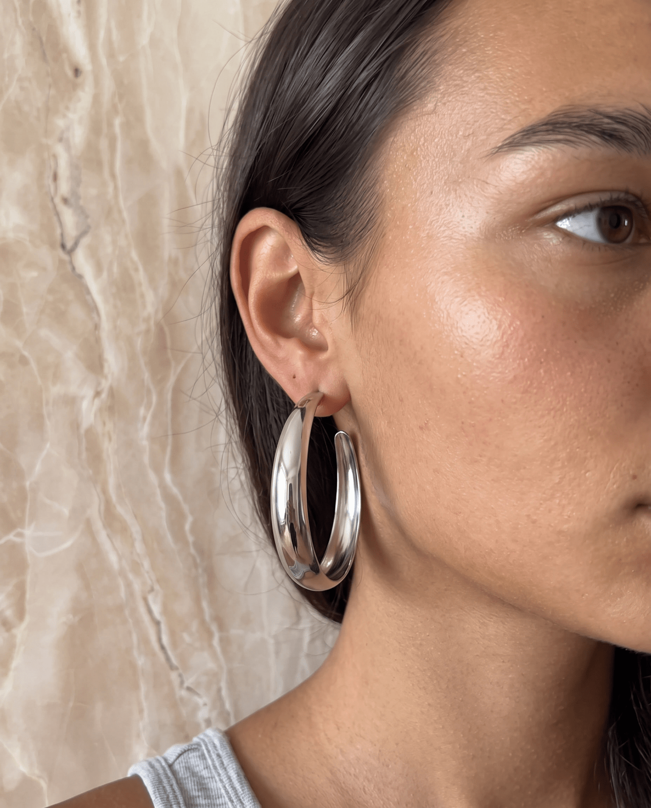 Gianna - Open hoop earrings - Stainless steel - Opulaire - WATERPROOF jewelry - 