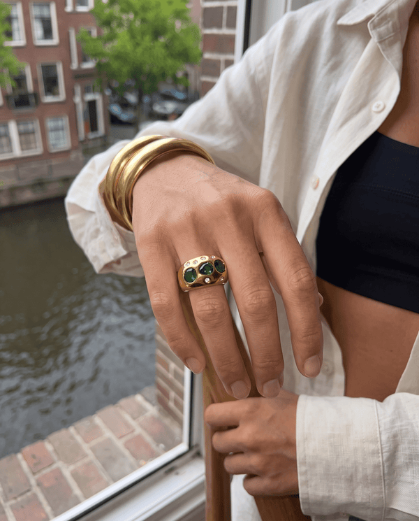 Gini - Chunky scattered crystal ring - Stainless steel - Opulaire - WATERPROOF jewelry - EU 54 -
