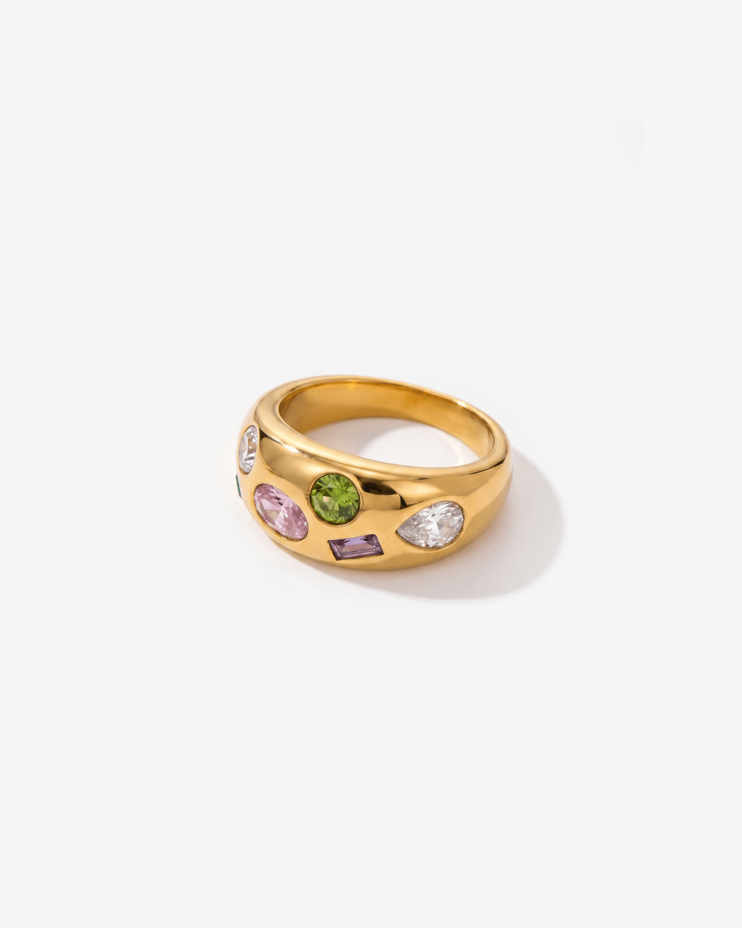 Ginny - Stones dome ring - Stainless steel - Opulaire - WATERPROOF jewelry - EU 52 -