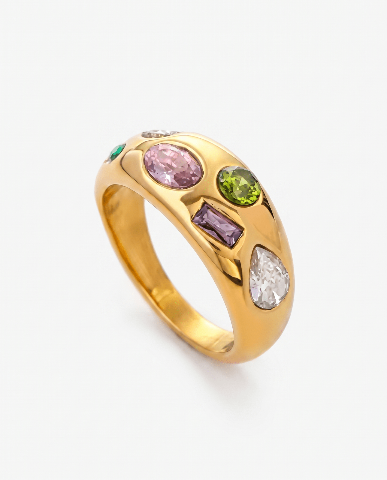 Ginny - Stones dome ring - Stainless steel - Opulaire - WATERPROOF jewelry - EU 52 -