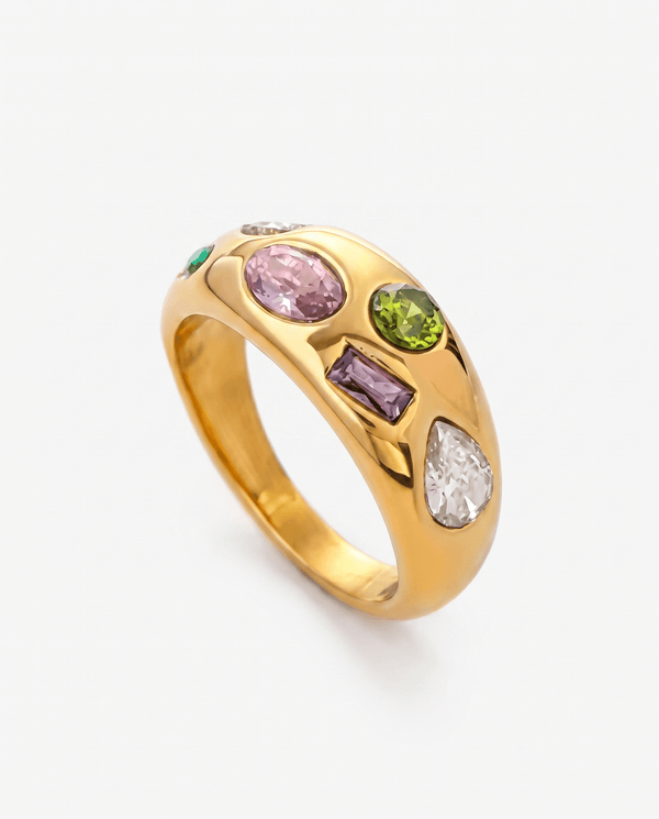 Ginny - Stones dome ring - Stainless steel - Opulaire - WATERPROOF jewelry - EU 52 -