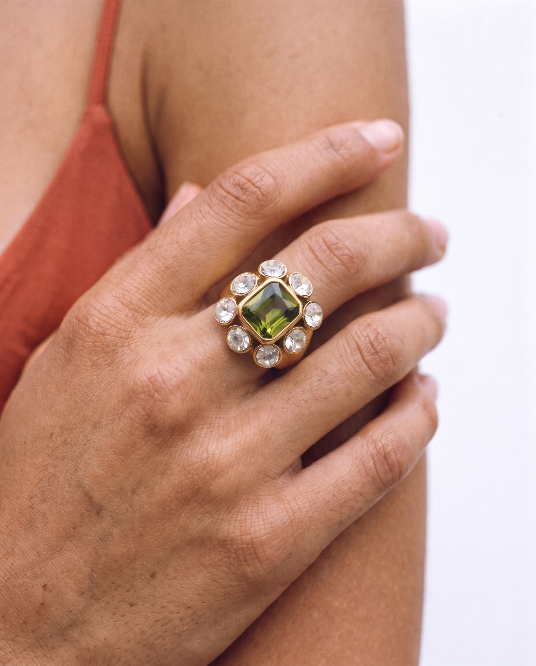 Marzo - Chunky stone signet ring - Stainless steel