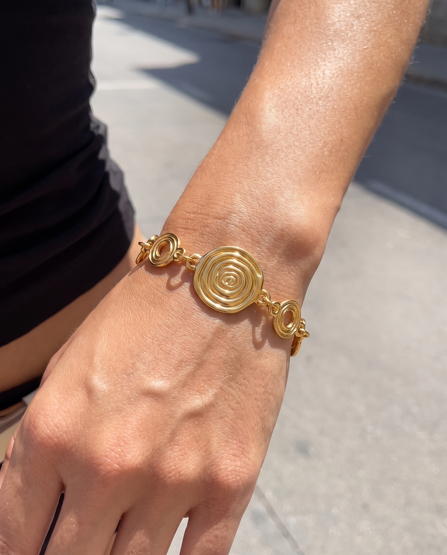 Linia - Spiral disk bracelet - Stainless steel