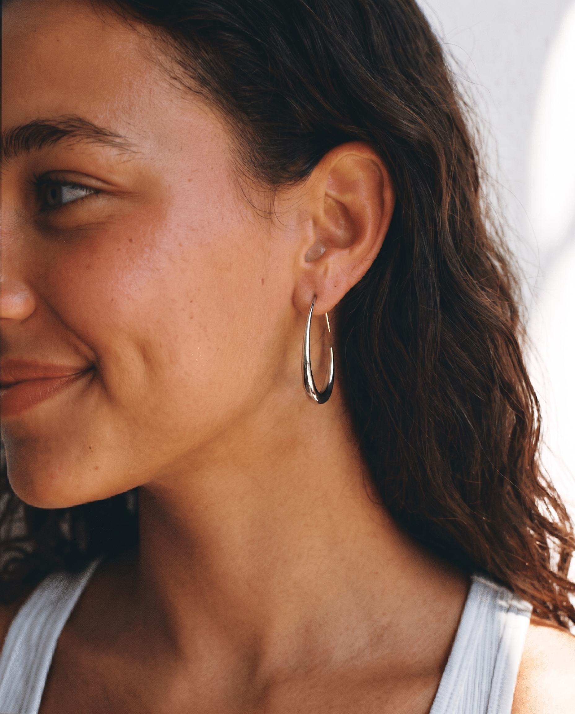 Kinea - Threader hoop earrings - Stainless steel