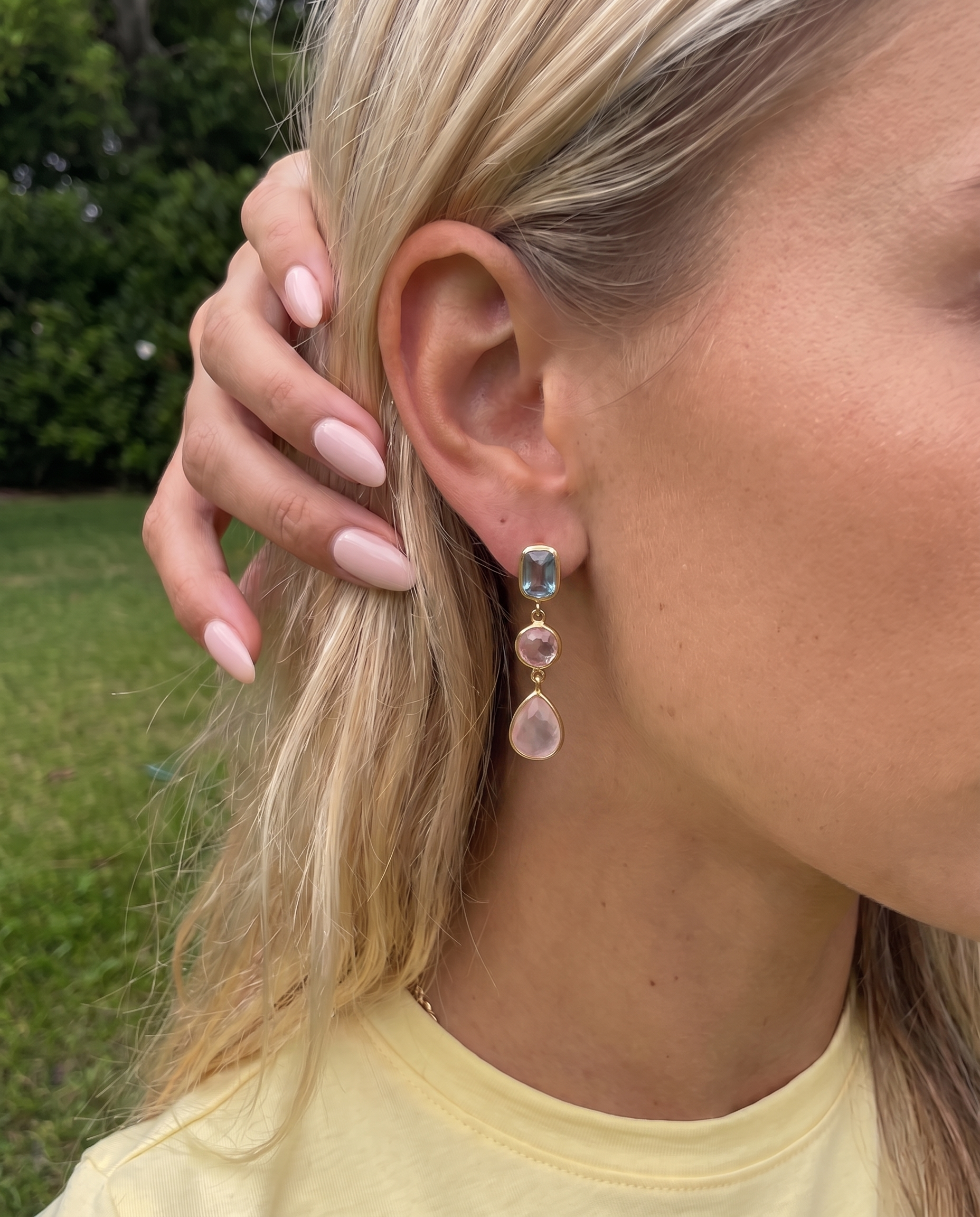 Cillian - Bezel drop earrings - Stainless steel
