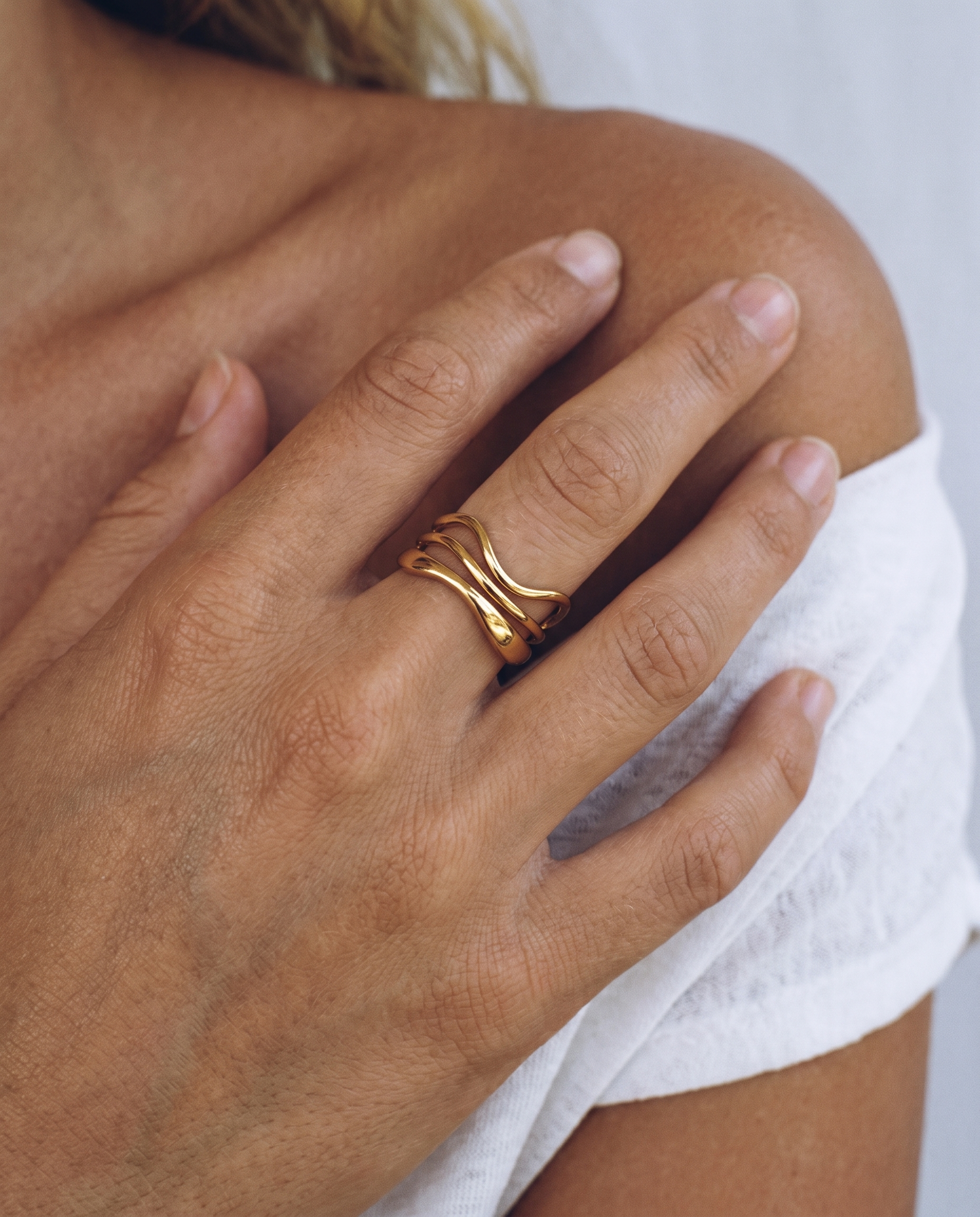Voleno - Wavy multi-band ring - Stainless steel