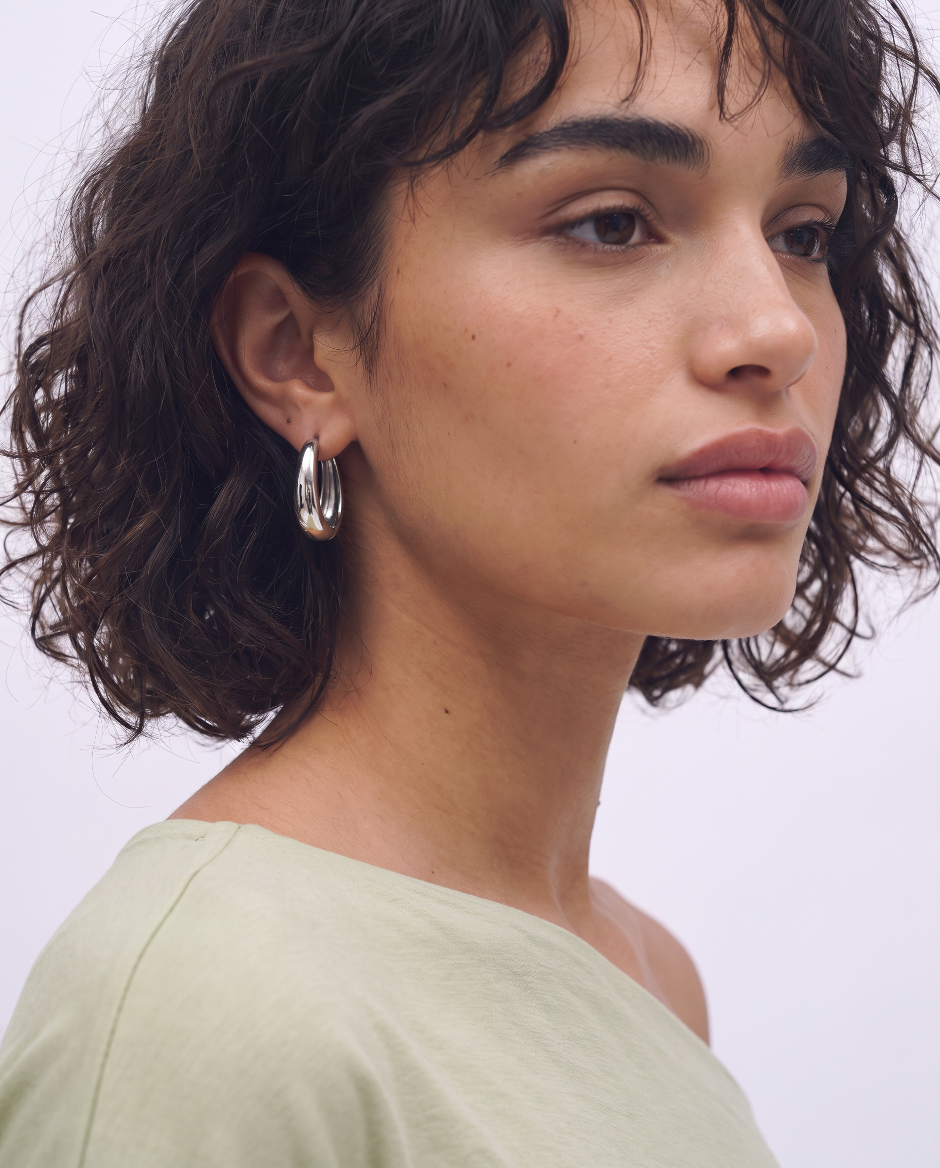 Zianne - Oval hoop earrings - Stainless steel
