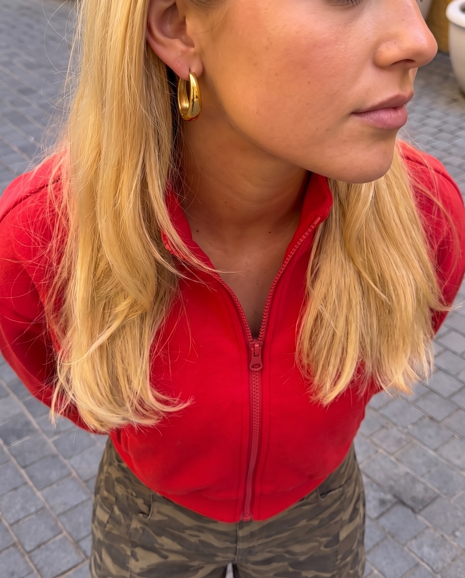 Zianne - Oval hoop earrings - Stainless steel