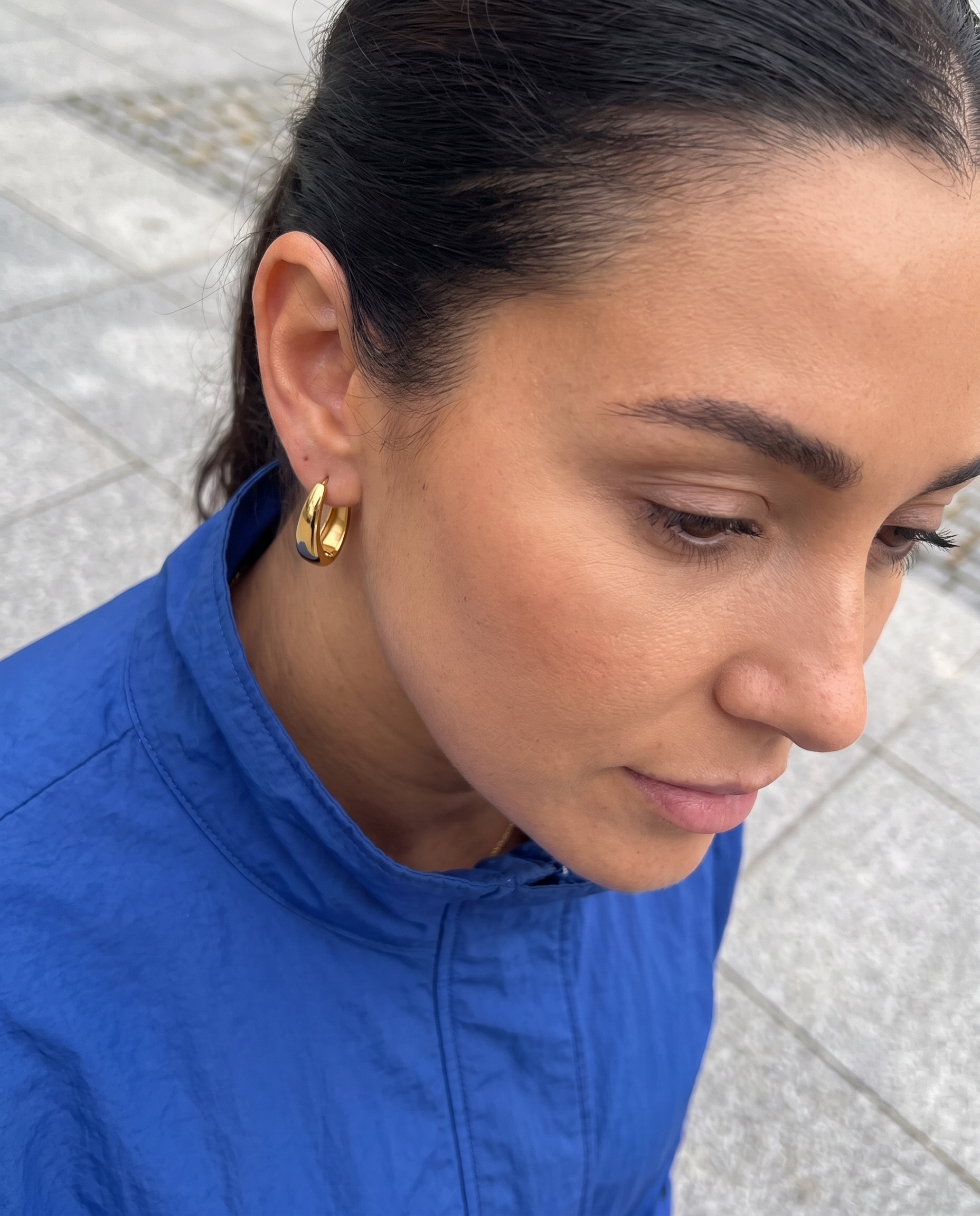 Zianne - Oval hoop earrings - Stainless steel