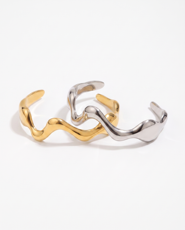 Maeve - Wavy cuff bracelet - Stainless steel