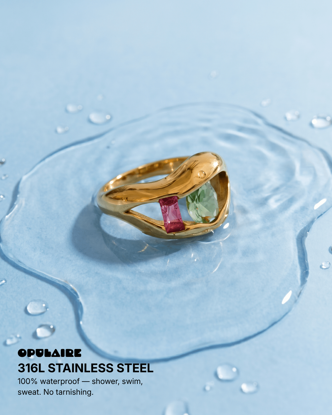 Julep - Toi et moi ring - Stainless steel - Opulaire - WATERPROOF jewelry - EU 52 -
