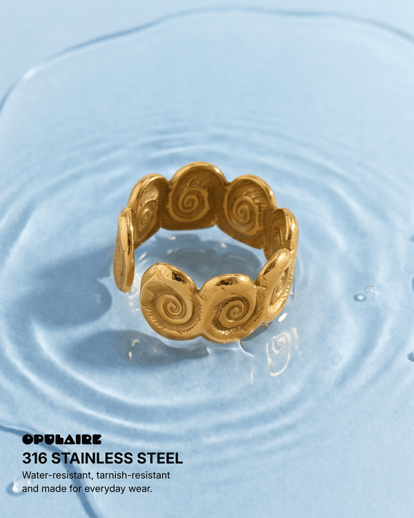Leila - Twirl open ring - Stainless steel - Opulaire - WATERPROOF jewelry - Adjustable -