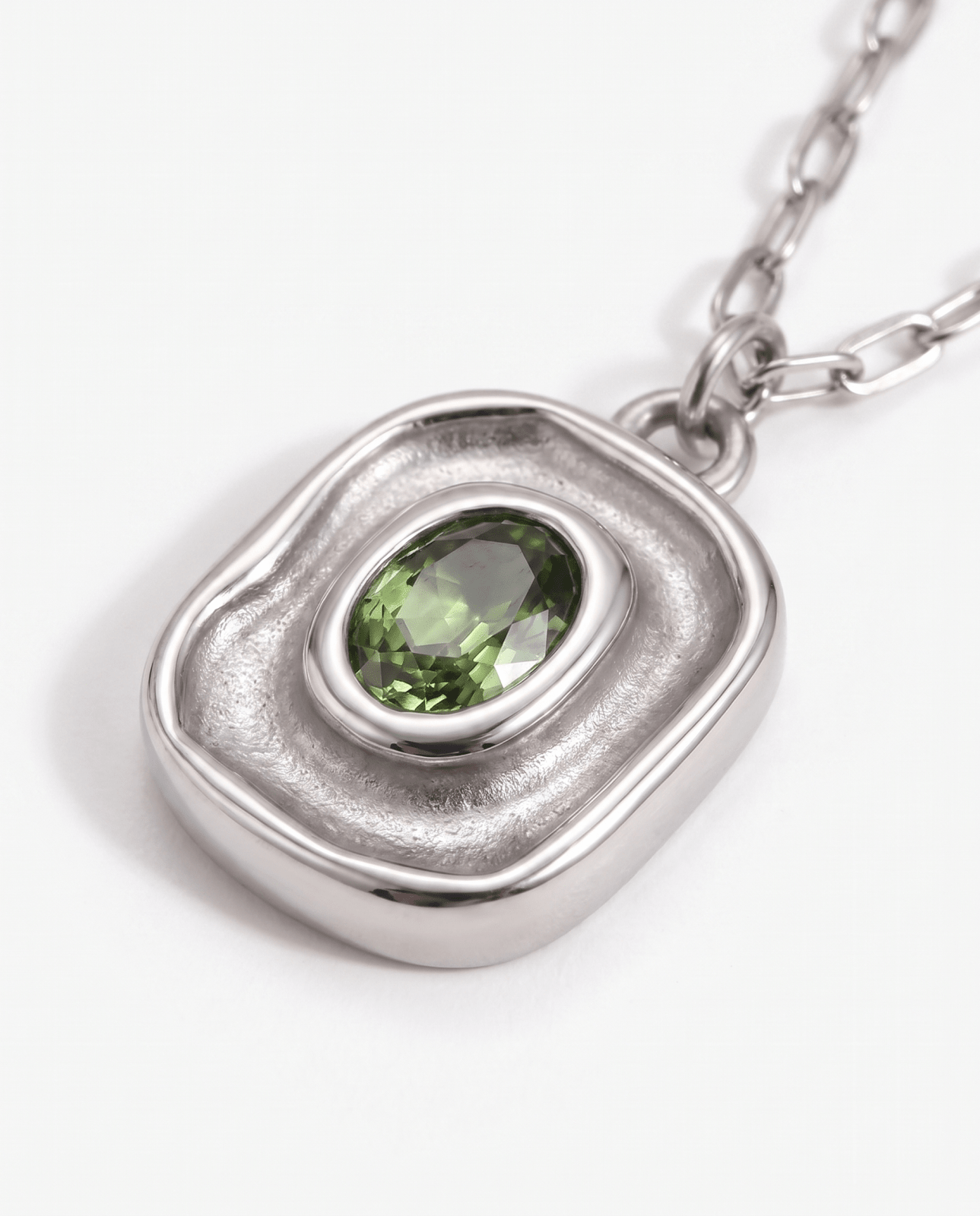 Lise - Green stone necklace - Stainless steel - Opulaire - WATERPROOF jewelry - 