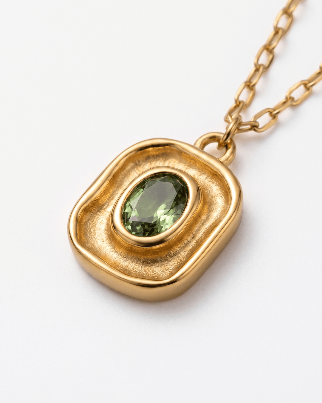 Lise - Green stone necklace - Stainless steel - Opulaire - WATERPROOF jewelry - 