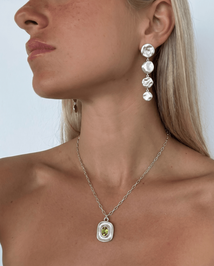 Lise - Green stone necklace - Stainless steel