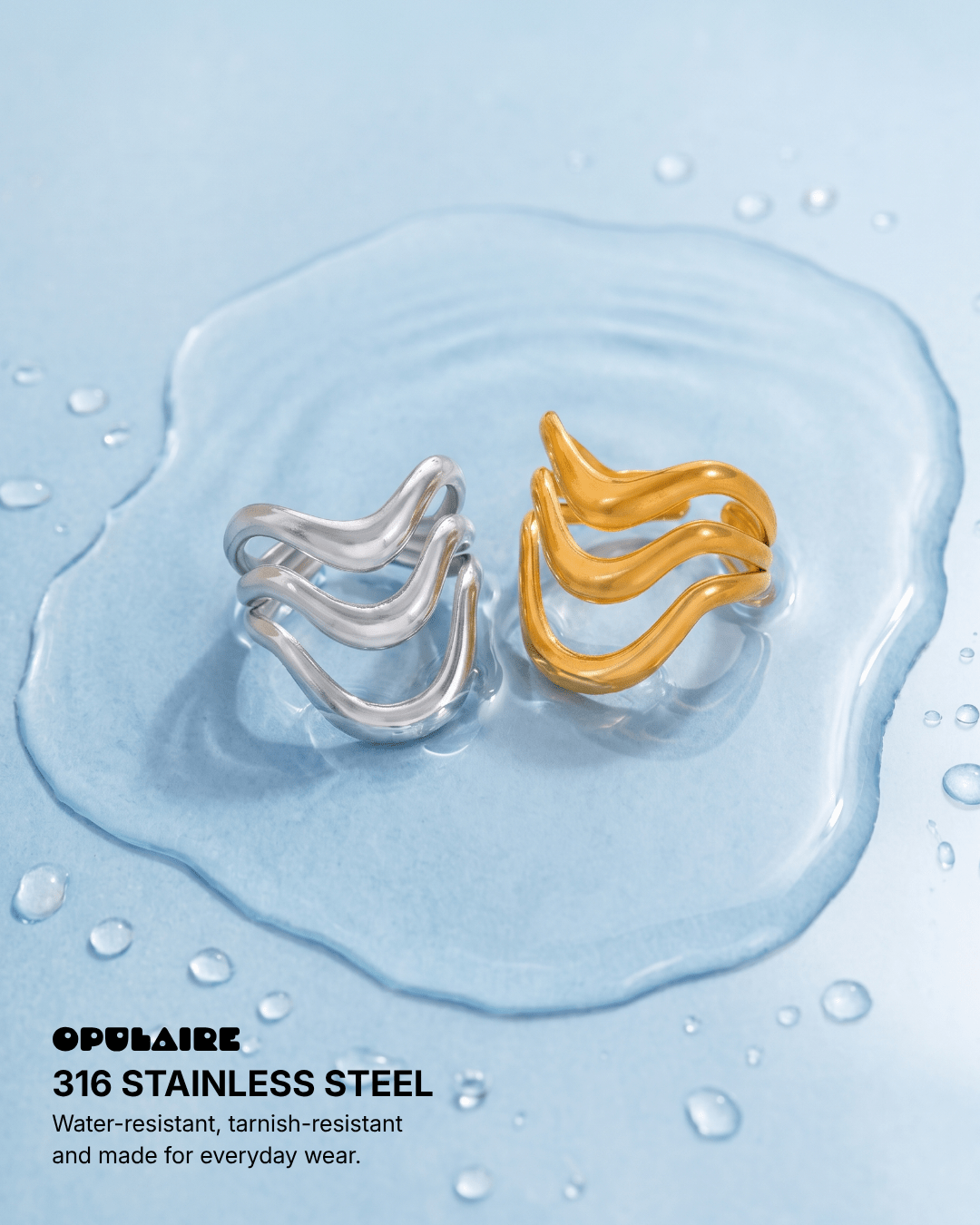 Lucile ring - Opulaire - WATERPROOF jewelry - Adjustable -