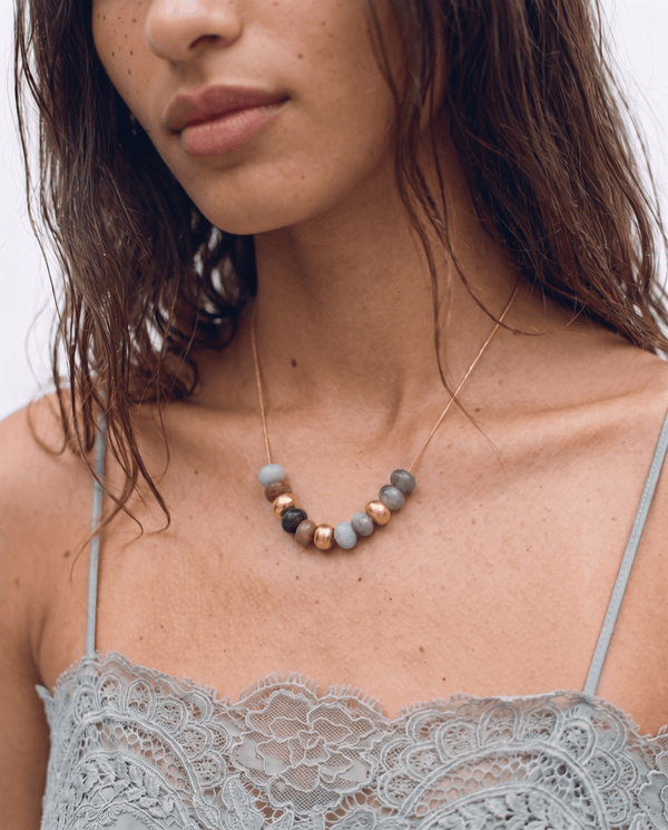 Mia - Dainty bead necklace - Stainless steel - Opulaire - WATERPROOF jewelry - 