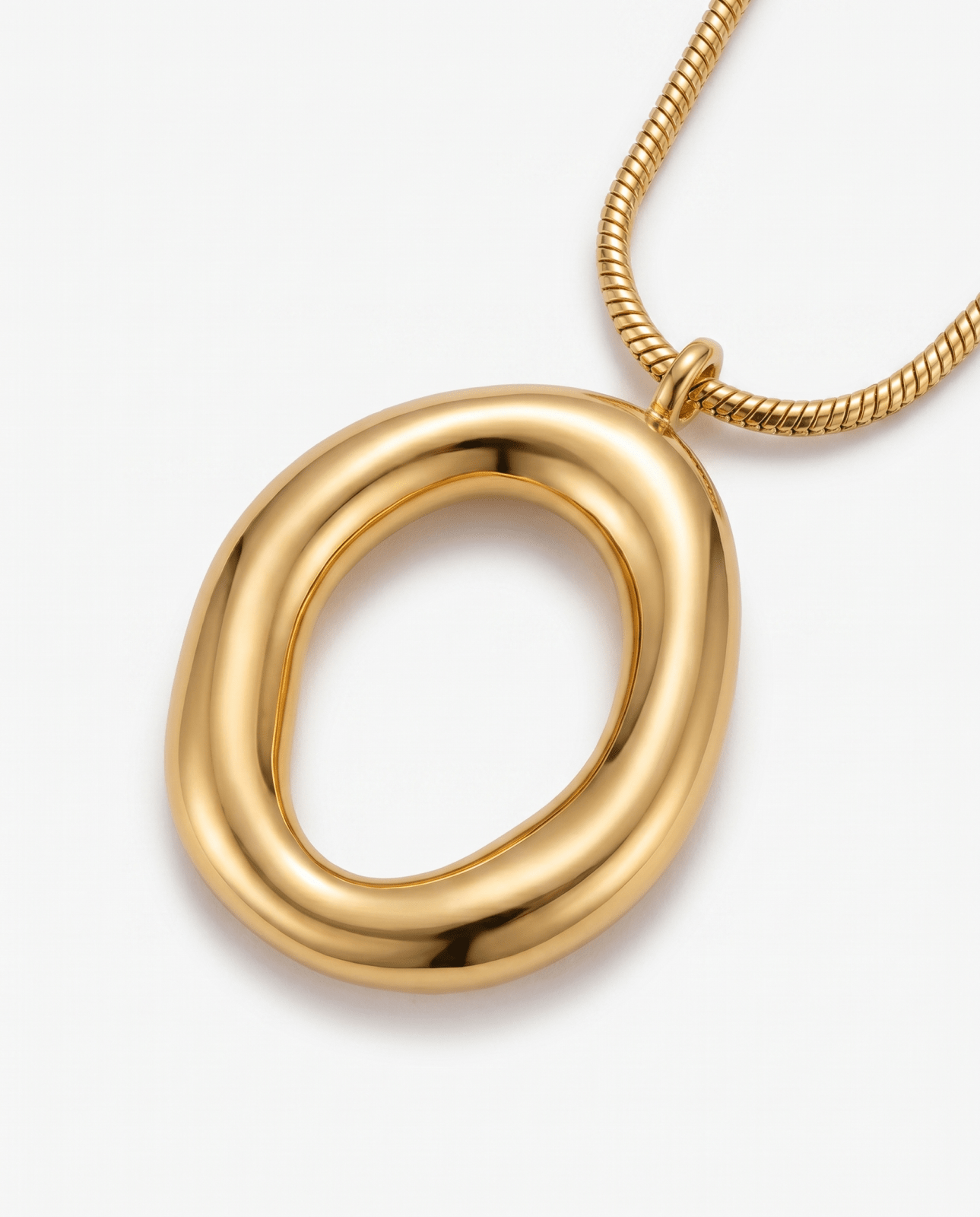 Olivia - Open circle pendant necklace - Stainless steel - Opulaire - WATERPROOF jewelry - 