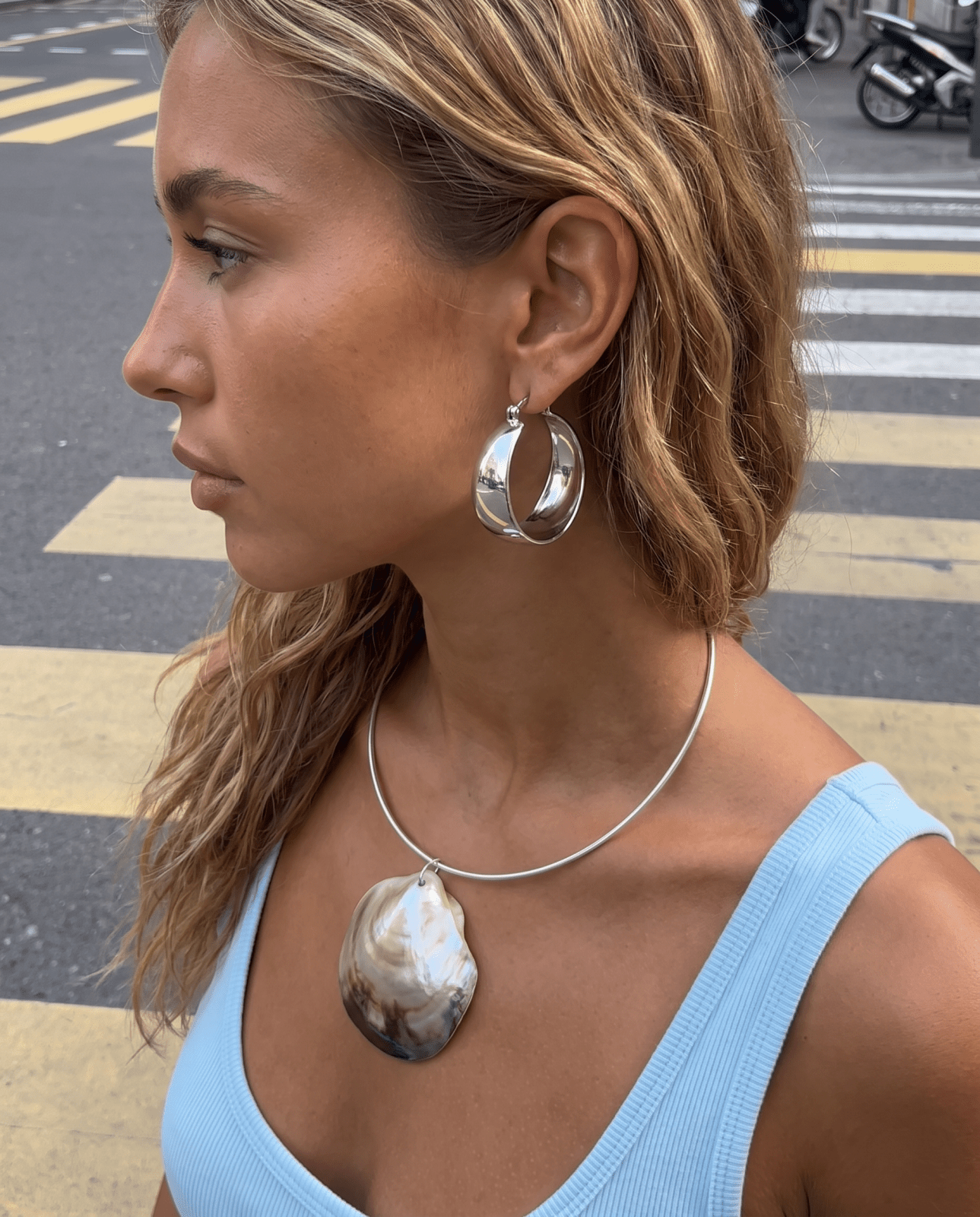 Poza - Chunky dome hoop earrings - Stainless steel - Opulaire - WATERPROOF jewelry - 