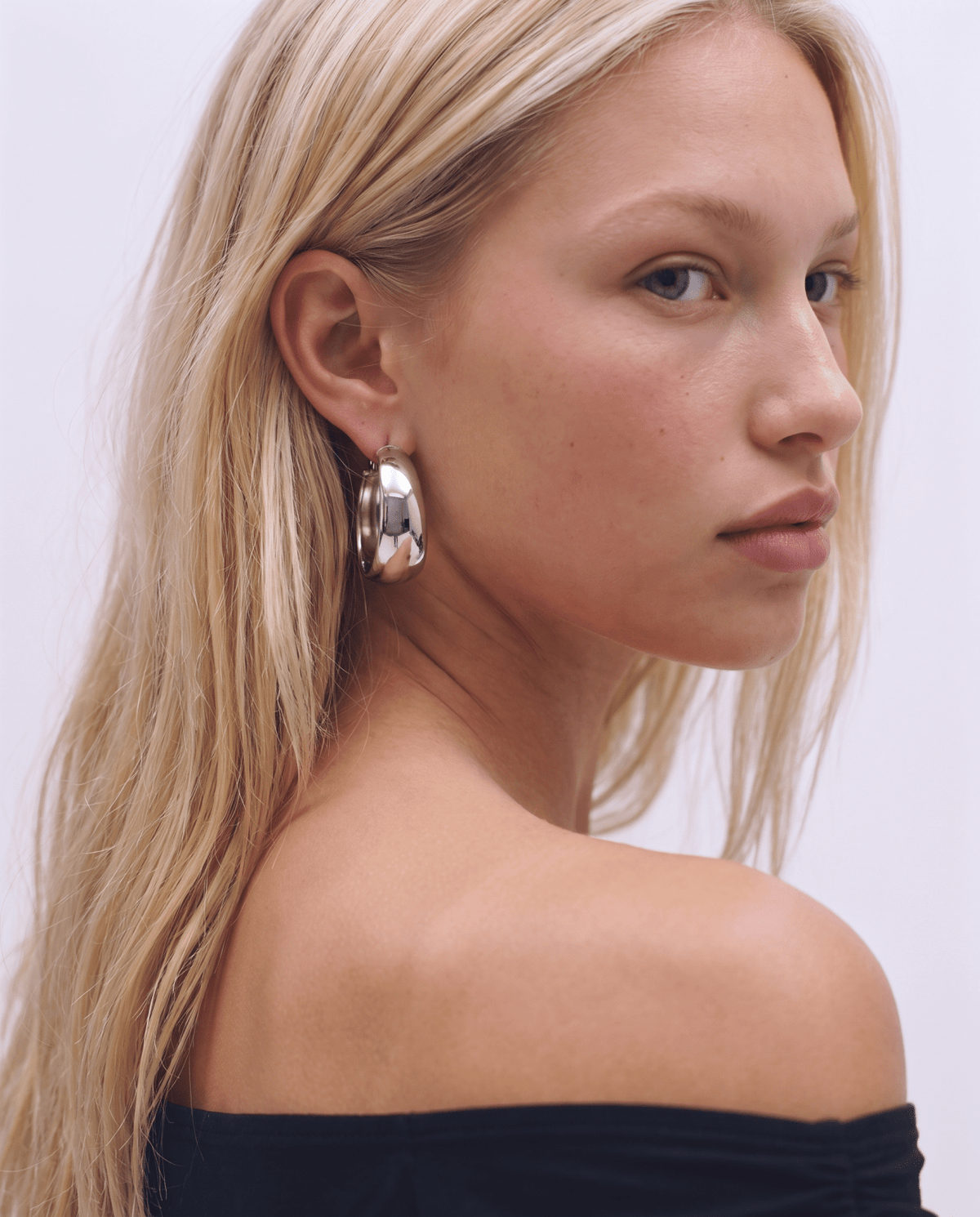 Poza - Chunky dome hoop earrings - Stainless steel - Opulaire - WATERPROOF jewelry - 