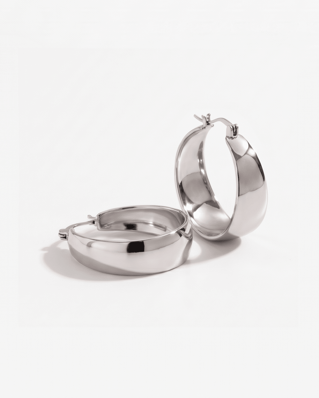 Poza - Chunky dome hoop earrings - Stainless steel - Opulaire - WATERPROOF jewelry - 