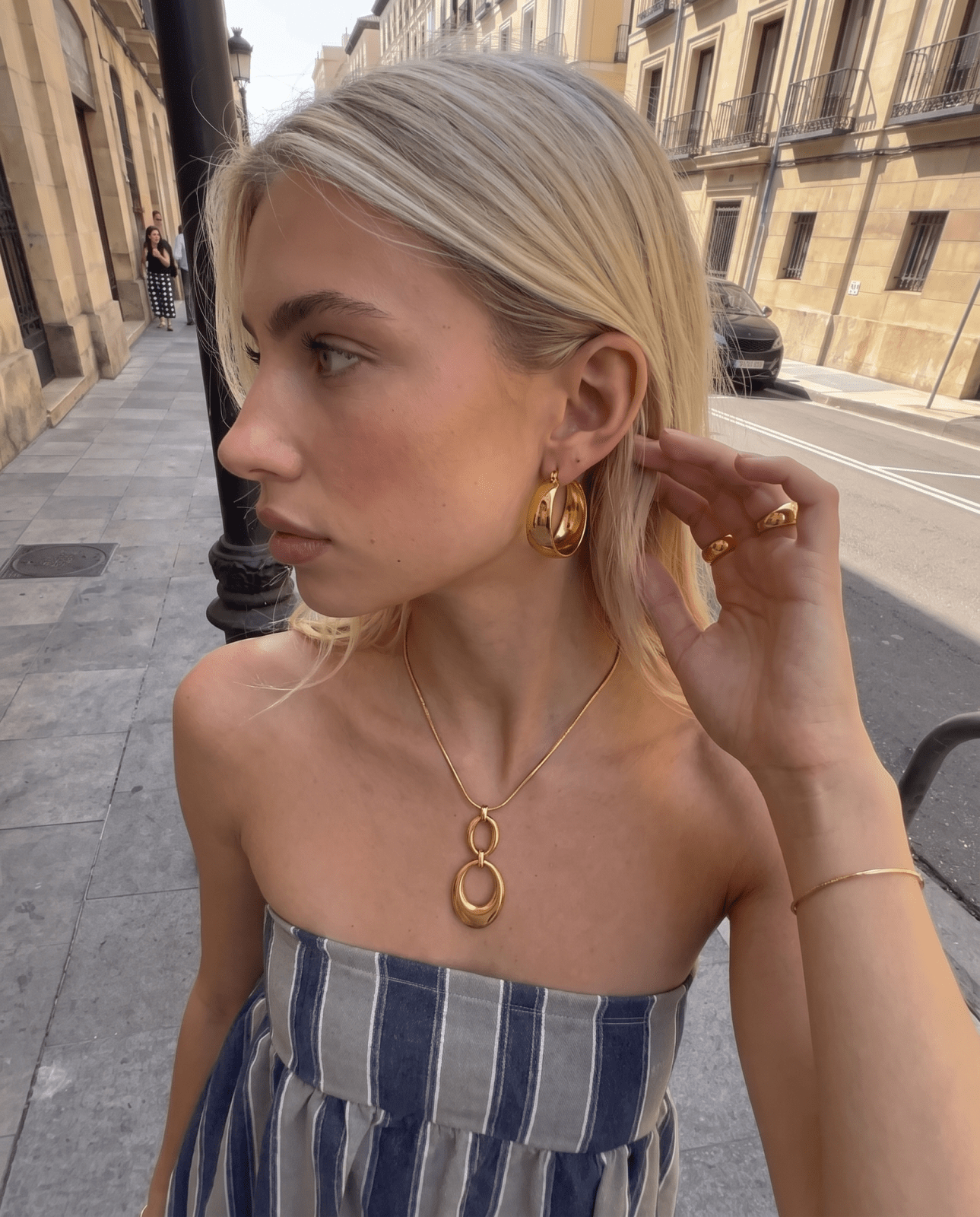 Poza - Chunky dome hoop earrings - Stainless steel - Opulaire - WATERPROOF jewelry - 